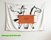 HERMES Western Cowboy Riding Flannel Throw Blanket for Sofa & Wall Art IMG_5431